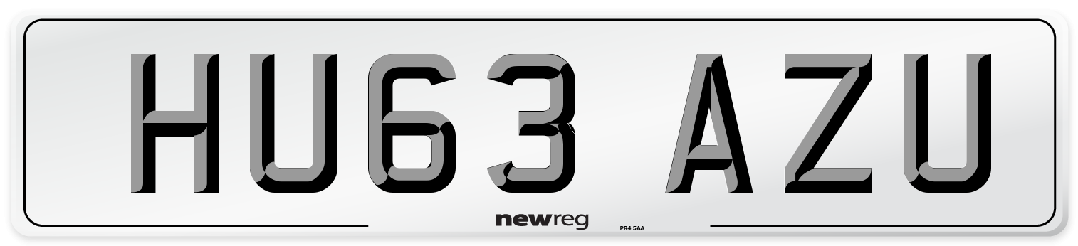 HU63 AZU Number Plate from New Reg